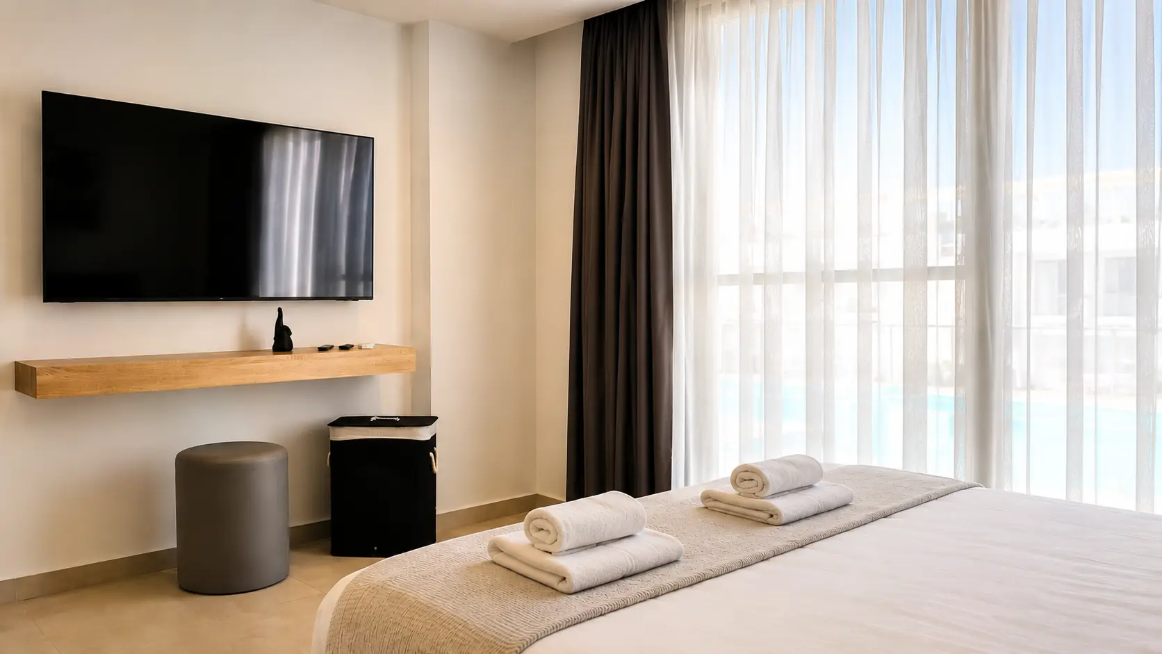 Main bedroom with a 55-inch television