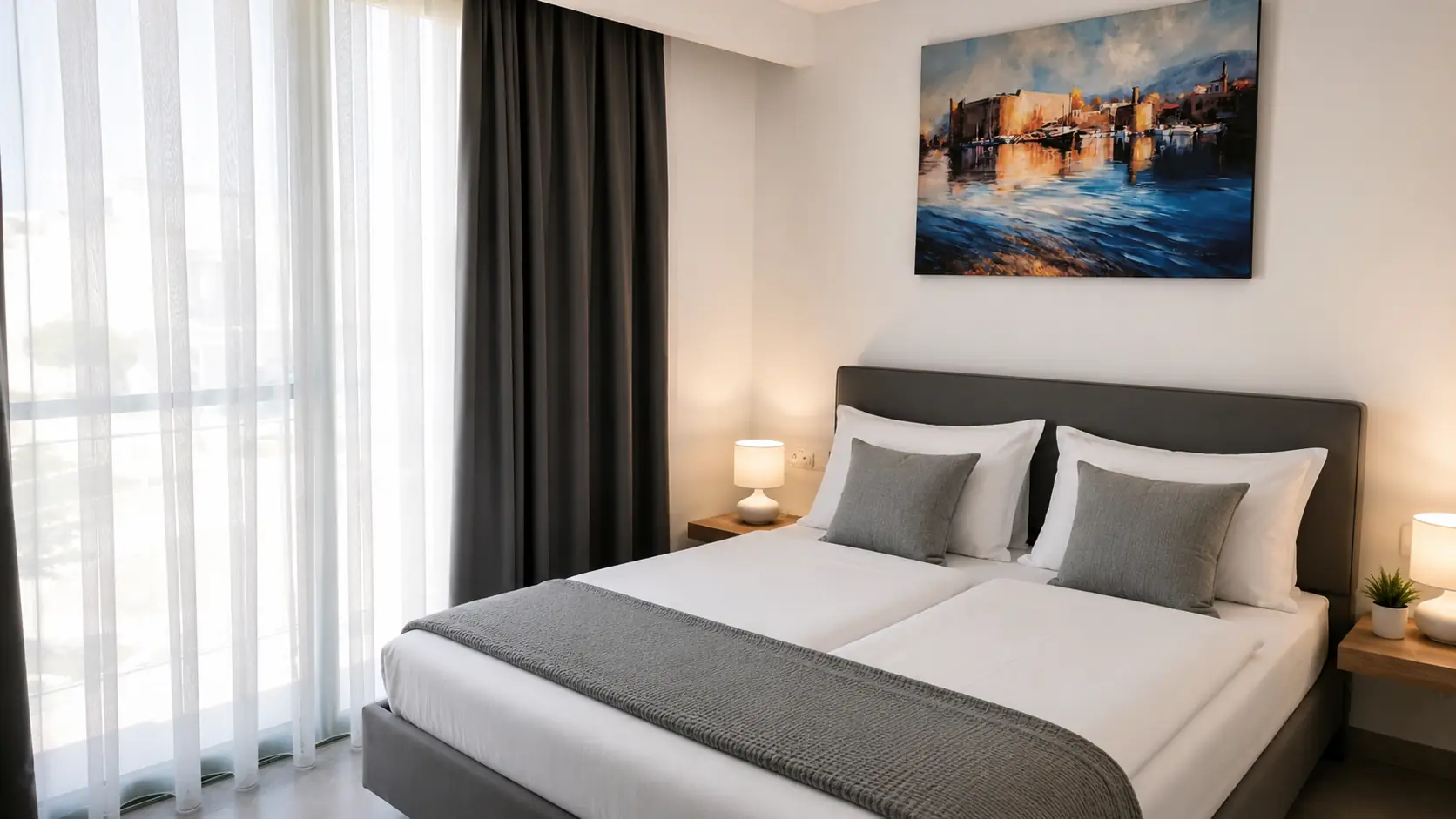 A bedroom at Skyview, looking toward the light